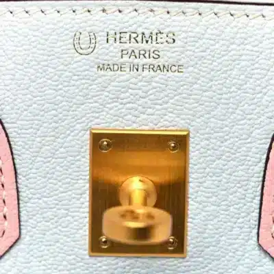 Hermès HSS Birkin 25 Blue Pink Chevre Mysore logo1