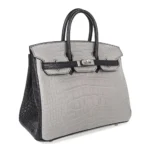 Hermès HSS Birkin 25 Gris Perle and Black Matte Mississippiensis Alligator Palladium Hardware