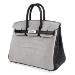 Hermès HSS Birkin 25 Gris Perle and Black Matte Mississippiensis Alligator Palladium Hardware