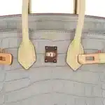 Hermès HSS Birkin 25 Gris Perle and Vanille Matte Alligator Mississippiensis Rose Gold Hardware