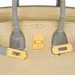 Hermès HSS Birkin 25 Vanille and Gris Pearl Matte Alligator Mississippiensis Brushed Gold Hardware