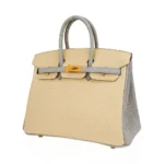 Hermès HSS Birkin 25 Vanille and Gris Pearl Matte Alligator Mississippiensis Brushed Gold Hardware