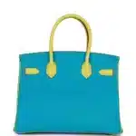 Hermès HSS Birkin 30 Bleu Turquoise and Lime Chevre Gold Hardware