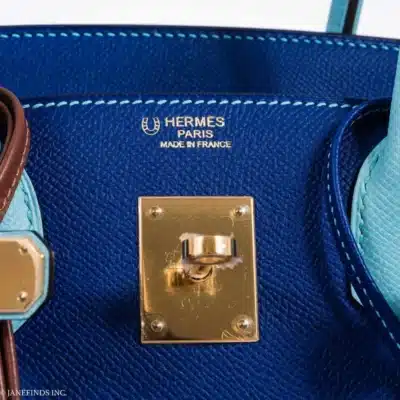 Hermès HSS Birkin 30 Blue Electric and Blue Atoll Epsom logo