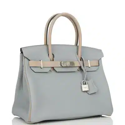 Hermès HSS Birkin 30 Gris Mouette/Gris Tourterelle Clemence Brushed Palladium Hardware Replica designer handbags