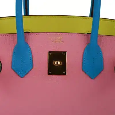 Hermès HSS Birkin 30 Tri-Color Rose Sakura/Anemone/Bamboo Chevre Gold Hardware