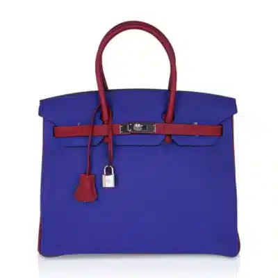 Hermès HSS Birkin 35 Blue Electric and Rouge Grenat Togo Palladium Hardware