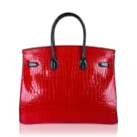 Hermès HSS Birkin 35 Braise And Black Shiny Porosus Crocodile Gold Hardware Affordable designer bag dupes