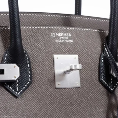 Hermès HSS Birkin 35 Etain and Black Epsom logo