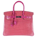 Hermès HSS Birkin 35 Rose Indien And Fuchsia Shiny Porosus Crocodile Palladium Hardware