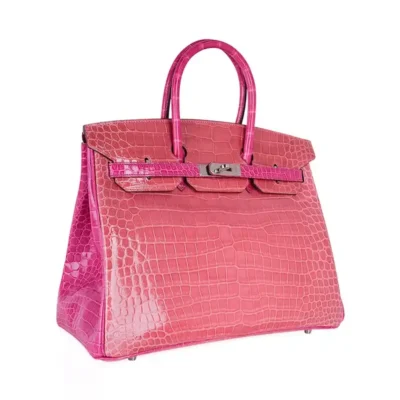 Hermès HSS Birkin 35 Rose Indien And Fuchsia Shiny Porosus Crocodile Palladium Hardware