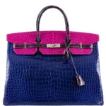 Hermès HSS 2012 Birkin 30 Rose Scheherazade/Royal Blue/Violet Shiny Porosus Crocodile Palladium Hardware Quality Rep