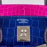 Hermès HSS 2012 Birkin 30 Rose Scheherazade/Royal Blue/Violet Shiny Porosus Crocodile Palladium Hardware Quality Rep