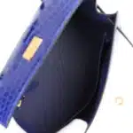 Hermès HSS Kelly 25 Sellier Bleu Electric and Bleu Marine Shiny Alligator Mississippiensis Gold Hardware