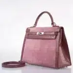 Hermès Kelly 32 Sellier Mauve/Rose Indienne Doblis Suede & Niloticus Lizard Palladium Hardware High-quality replica