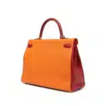 Hermès HSS Kelly 35 Orange/Yellow/Burgundy Togo Brushed Permabrass Hardware Luxury replica handbag