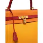 Hermès HSS Kelly 35 Orange/Yellow/Burgundy Togo Brushed Permabrass Hardware Luxury replica handbag