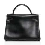 Hermès HSS Limited Edition Kelly 32 Black Box Calfskin Black Enamel Hardware