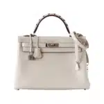 Hermès HSS Limited Edition Kelly 32 Retourne Tri-Color Craie/Rouge H/Black Togo Palladium Hardware