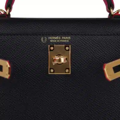 Hermès HSS Mini Kelly 20 Sellier Black And Rose Extreme Epsom logo1