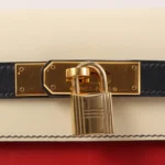 Hermès HSS Vintage 1994 Kelly 32 Sellier Rouge Vif/Parchemin/Bleu Marine Box Calf Gold Hardware