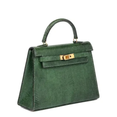 Hermès HSS Vintage kelly 15 Sellier Green Niloticus Lizard Convertible Constance Belt Gold Hardware