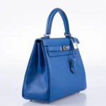 Hermès Kelly 25 Retourne Bleu France Swift Palladium Hardware