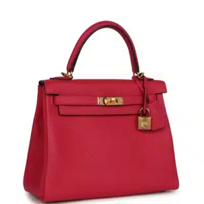 Hermès Kelly 25 Retourne Framboise Togo Gold Hardware Lushentic replica handbags