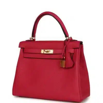 Hermès Kelly 25 Retourne Framboise Togo Gold Hardware Lushentic replica handbags