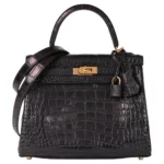 Hermès Kelly 25 Retourne Prunoir Matte Alligator Mississippiensis Gold Hardware