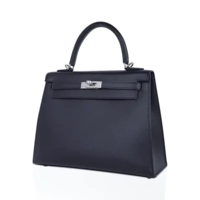 Hermès Kelly 25 Sellier Bleu de Minuit And Etrusque Veau Madame Palladium Hardware Lushentic Bags