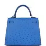 Hermès Kelly 25 Sellier Bleuet Ostrich Palladium Hardware Lushentic replica handbags