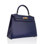 Hermès Kelly 25 Sellier Blue Sapphire Box Calfskin Gold Hardware Lushentic replica handbags