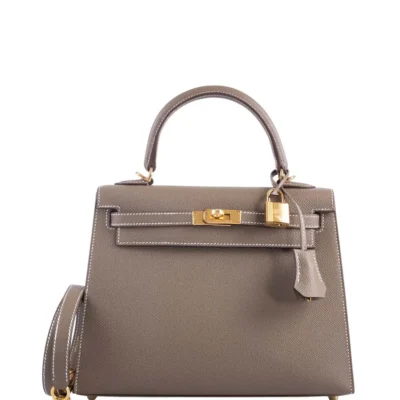 Hermès Kelly 25 Sellier Etoupe Epsom Gold Hardware