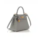 Hermès Kelly 28 Gris Mouette and Rose Indien Clémence Brushed Gold Hardware