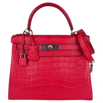 Hermès Kelly 28 Retourn Rose Extreme Matte Alligator Mississippiensis Palladium Hardware