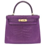 Hermès Kelly 28 Retourne Amethyst Matte Alligator Mississippiensis Gold Hardware