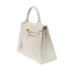 Hermès Kelly 28 HSS Sellier Beige/White Canvas & Epsom Gold Hardware