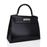 Hermès Kelly 28 Sellier Black Box Calfskin Palladium Hardware