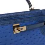 Hermès Kelly 32 Bleu Saphir/Bleu de Malte/Bleu Irish Ostrich Permabrass Hardware Lushentic quality