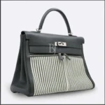 Hermès HSS Kelly 35 Lakis Vert Fonce Toile & Swift Palladium Hardware Handmade replica bags