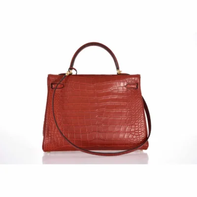 Hermès Kelly 35 Rouge H Matte Alligator Mississippiensis Gold Hardware