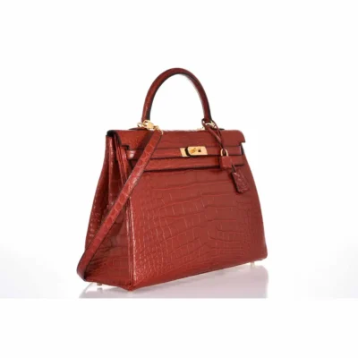 Hermès Kelly 35 Rouge H Matte Alligator Mississippiensis Gold Hardware