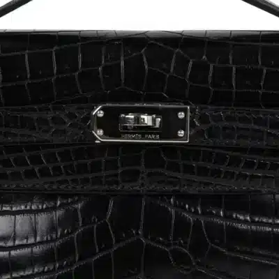 Hermès Kelly Pochette Black Matte Niloticus Crocodile Palladium Hardware