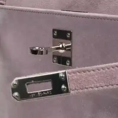 Hermès Kelly Pochette Lilac Doblis Suede Palladium Hardware