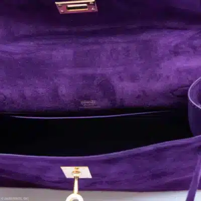 Hermès Kelly Pochette Violet Veau Doblis Suede Gold Hardware