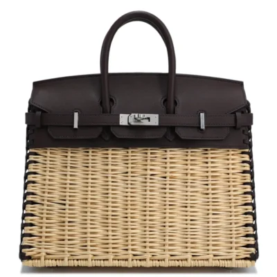 Hermès Limited Edition 2021 Birkin 25 Picnic Natural/Rouge Sellier Swift Osier Wicker Palladium Hardware