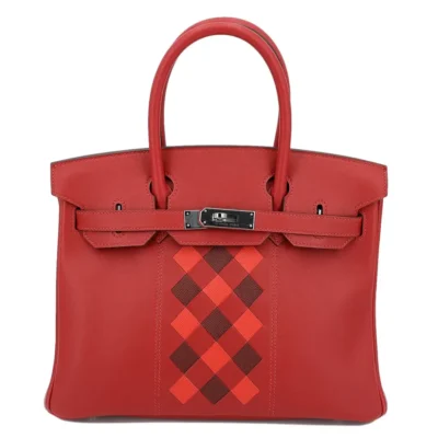 Hermès Limited Edition Tressage Birkin 30 Rouge De Coeur/Rouge H/Rouge Piment Swift & Epsom Palladium Hardware