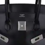 Hermès Limited Edition Birkin 35 Black Box Calfskin Guilloche Palladium Hardware