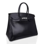 Hermès Limited Edition Birkin 35 Black Box Calfskin Guilloche Palladium Hardware